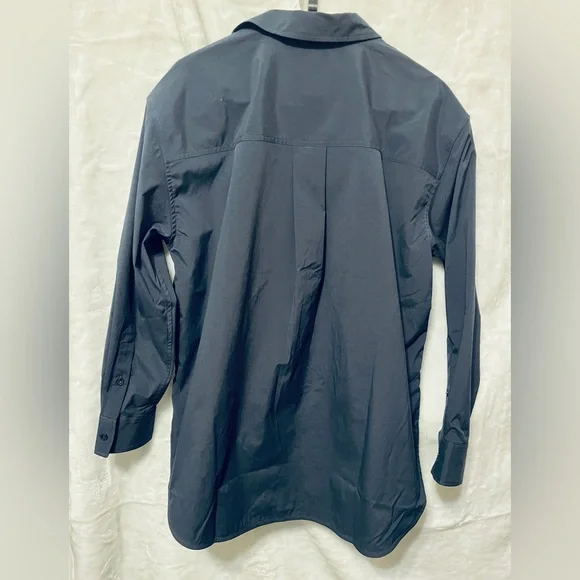 Athleta Navy Midday Relaxed Poplin Button-Down Long Sleeve Shirt, Women’s M - Picture 5 of 12